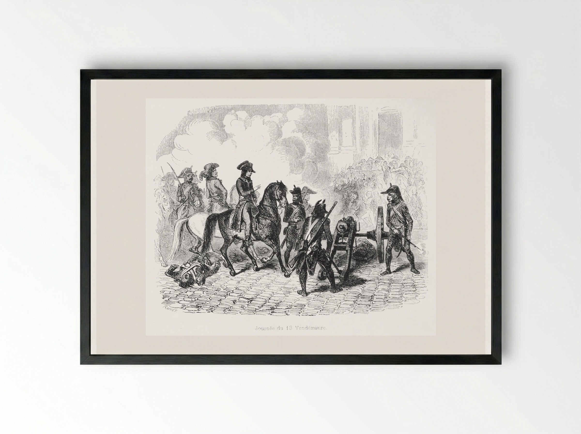 13 Vendémiaire - Denis-Auguste-Marie Raffet - Framed Print Black
