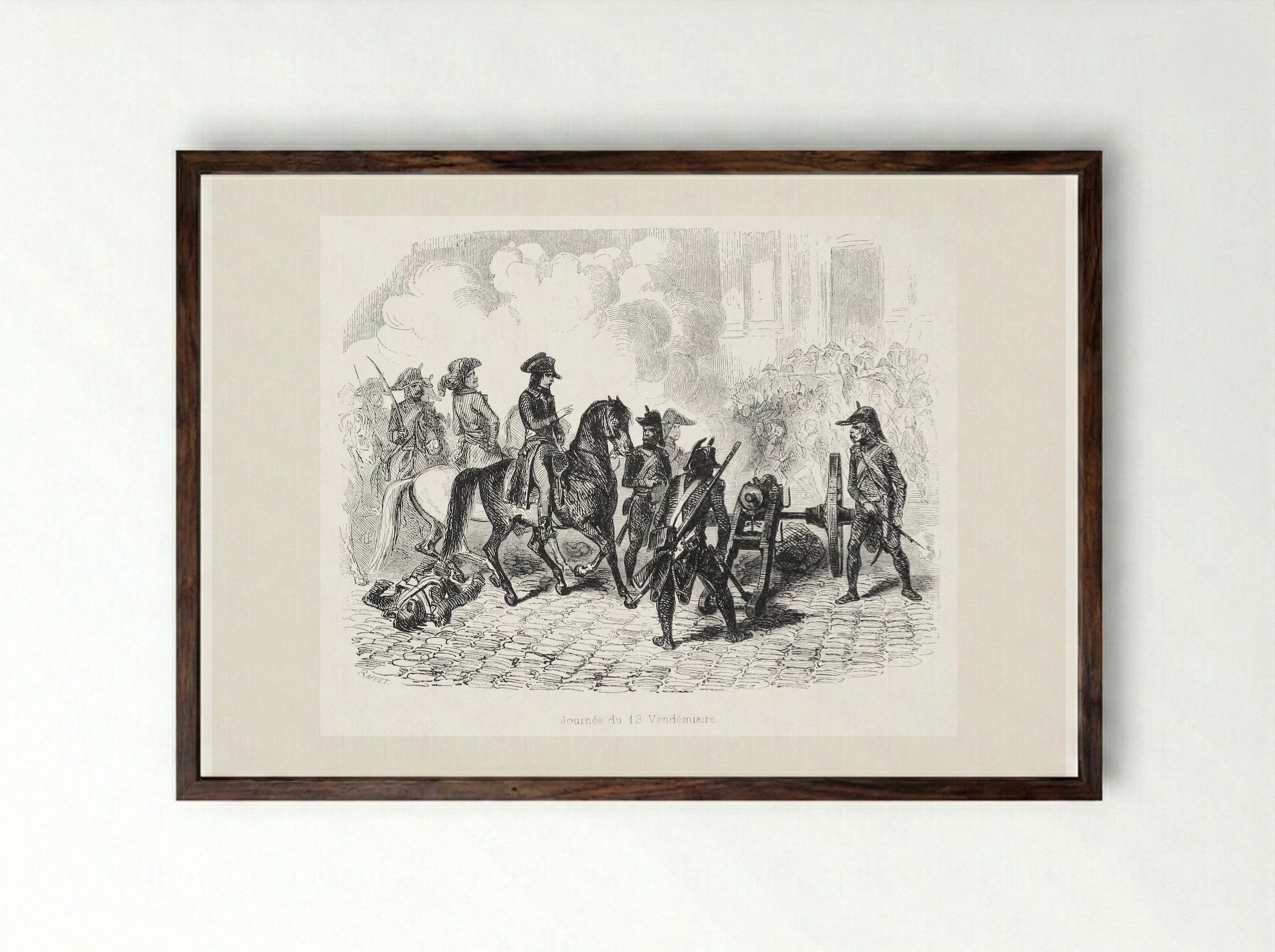 13 Vendémiaire - Denis-Auguste-Marie Raffet - Framed Print Dark Wood