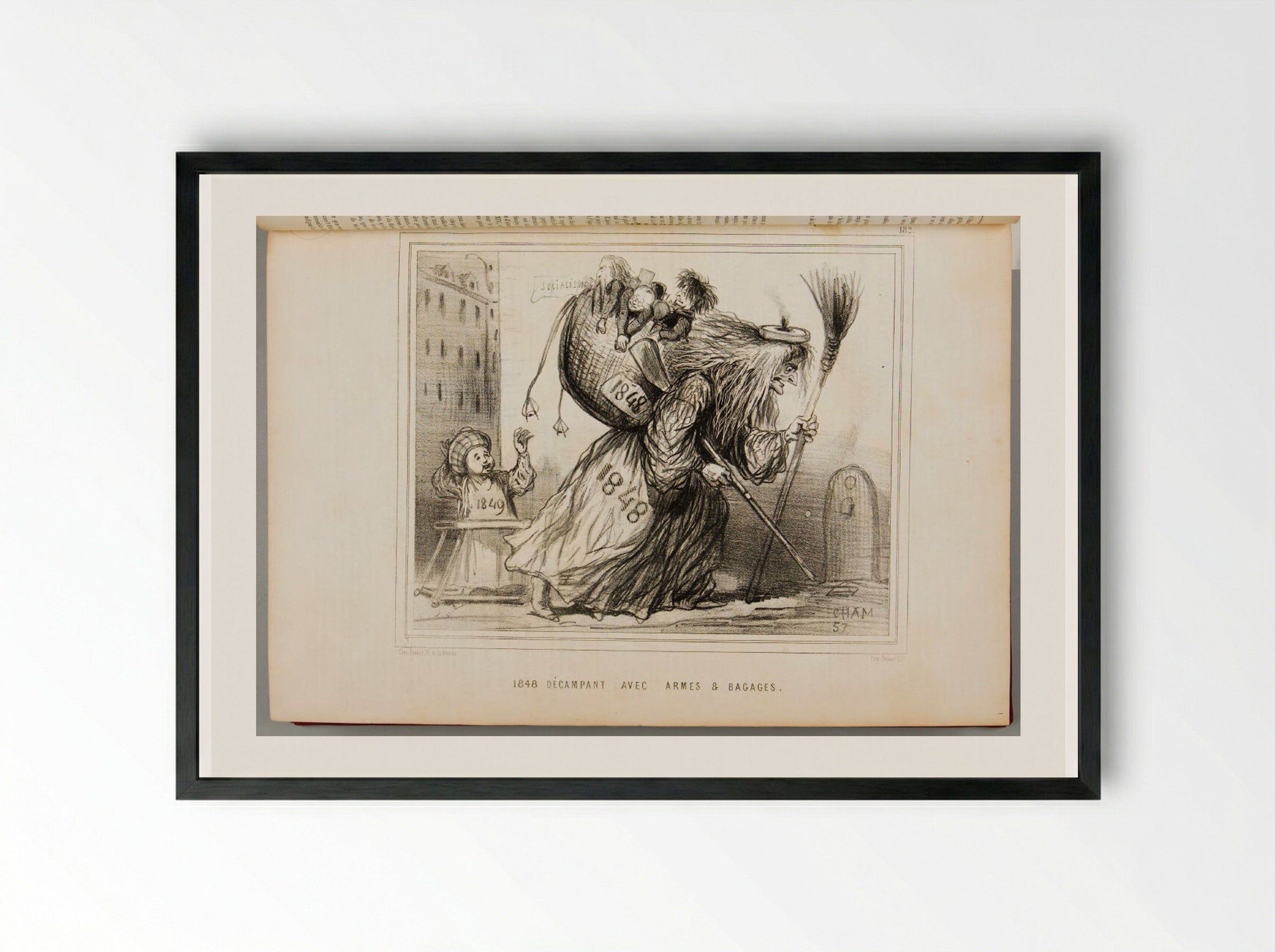 1848 Décampant avec Armes et Bagages - Cham - Framed Print Black