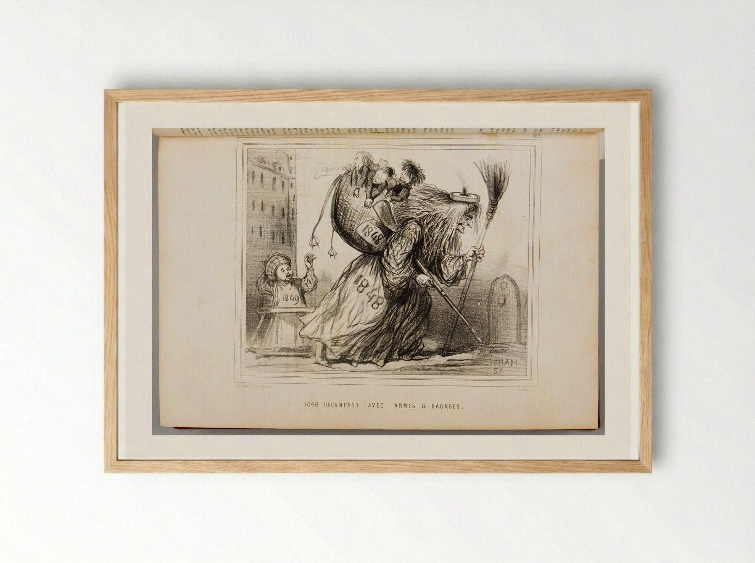 1848 Décampant avec Armes et Bagages - Cham - Framed Print Wood