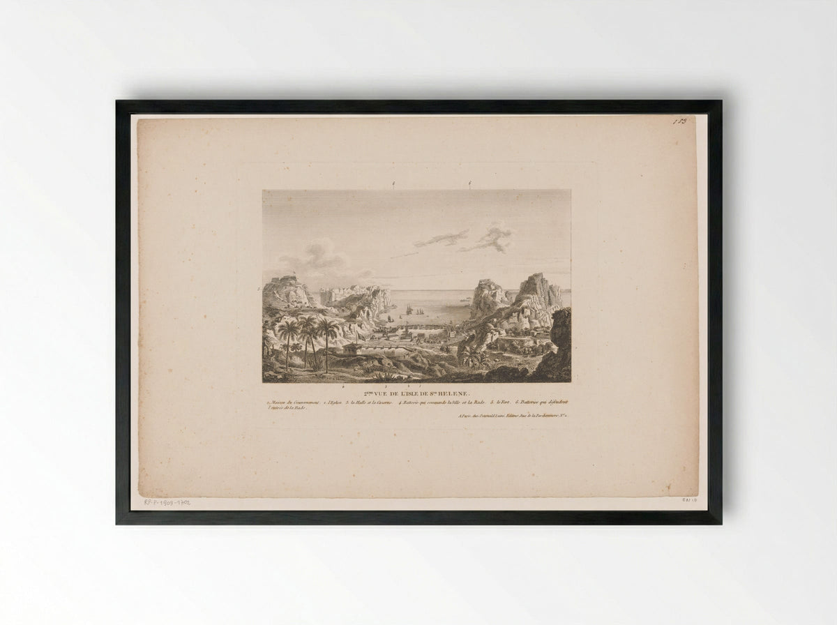 2ème Vue de l'Isle de St. Hélène - Jean Jérôme Baugean - Framed Print Black
