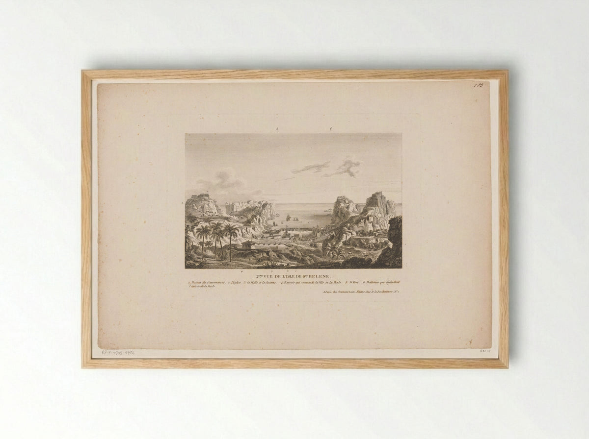 2ème Vue de l'Isle de St. Hélène - Jean Jérôme Baugean - Framed Print Wood