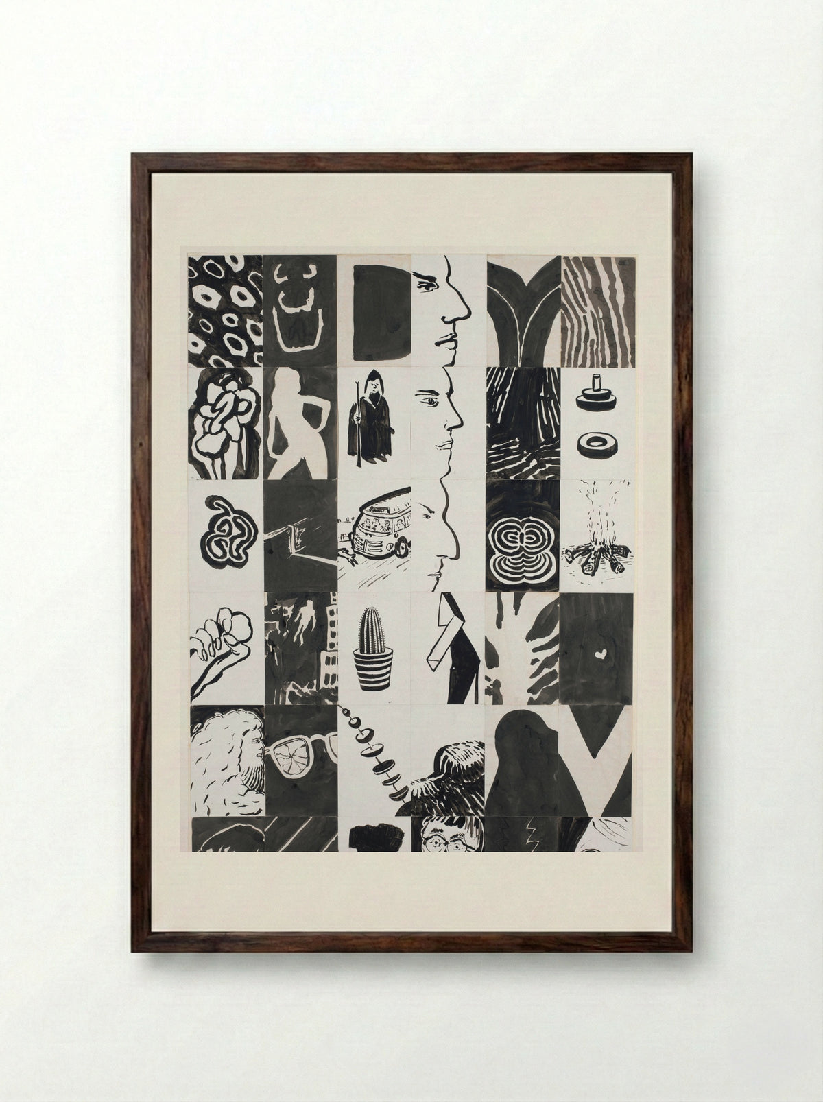 36 voorstellingen, waaronder cactus - Pieter Holstein - Framed Print Dark Wood