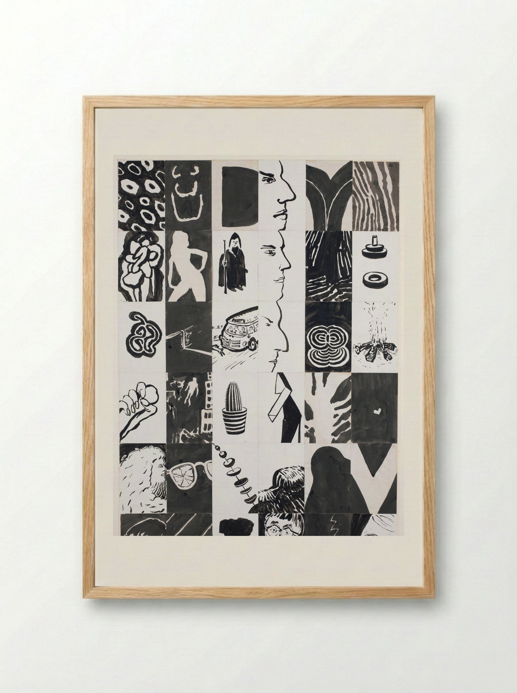 36 voorstellingen, waaronder cactus - Pieter Holstein - Framed Print Wood