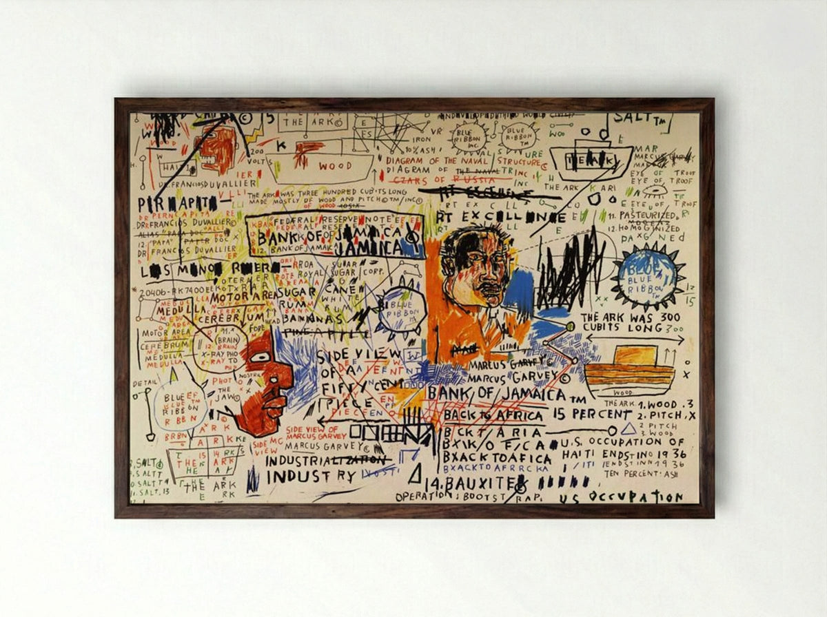 50 Cent Piece - Jean-Michel Basquiat - Framed Print Dark Wood