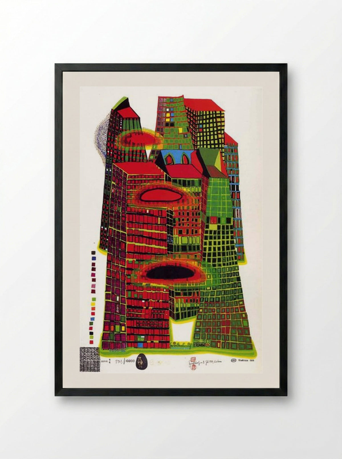 686 Good Morning City (Bleeding Town) - Friedensreich Hundertwasser - Framed Print Black