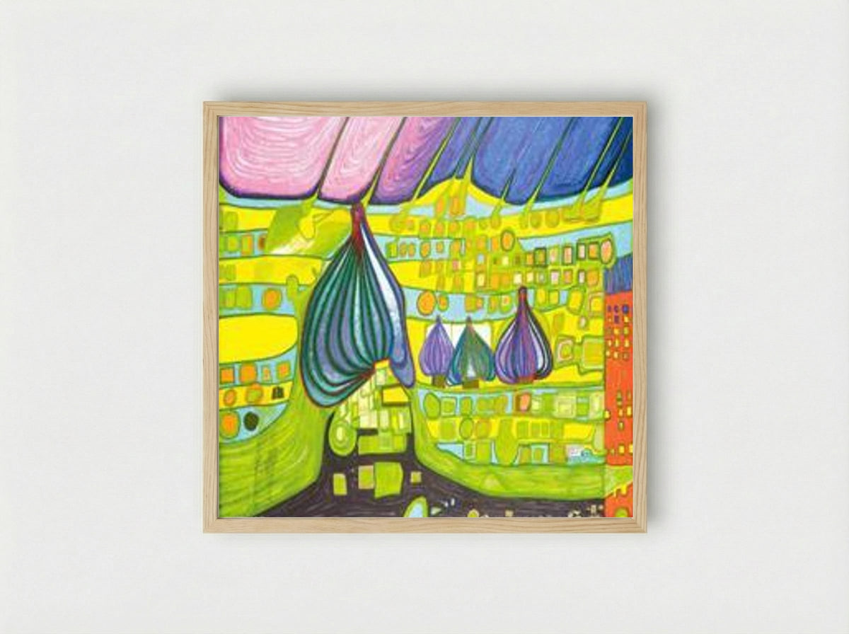 696 A Yellow Last Wil - Friedensreich Hundertwasser - Framed Print Wood