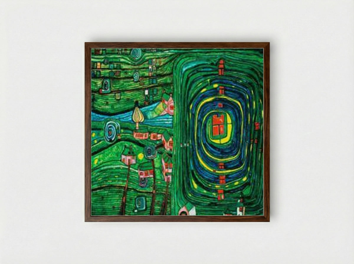 738 Grass For Those Who Cry - Friedensreich Hundertwasser - Framed Print Dark Wood