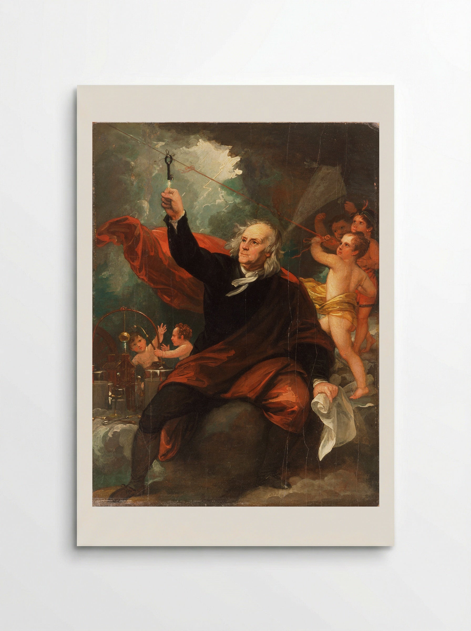 Benjamin Franklin Drawing Electricity from the Sky - Benjamin West - Poster