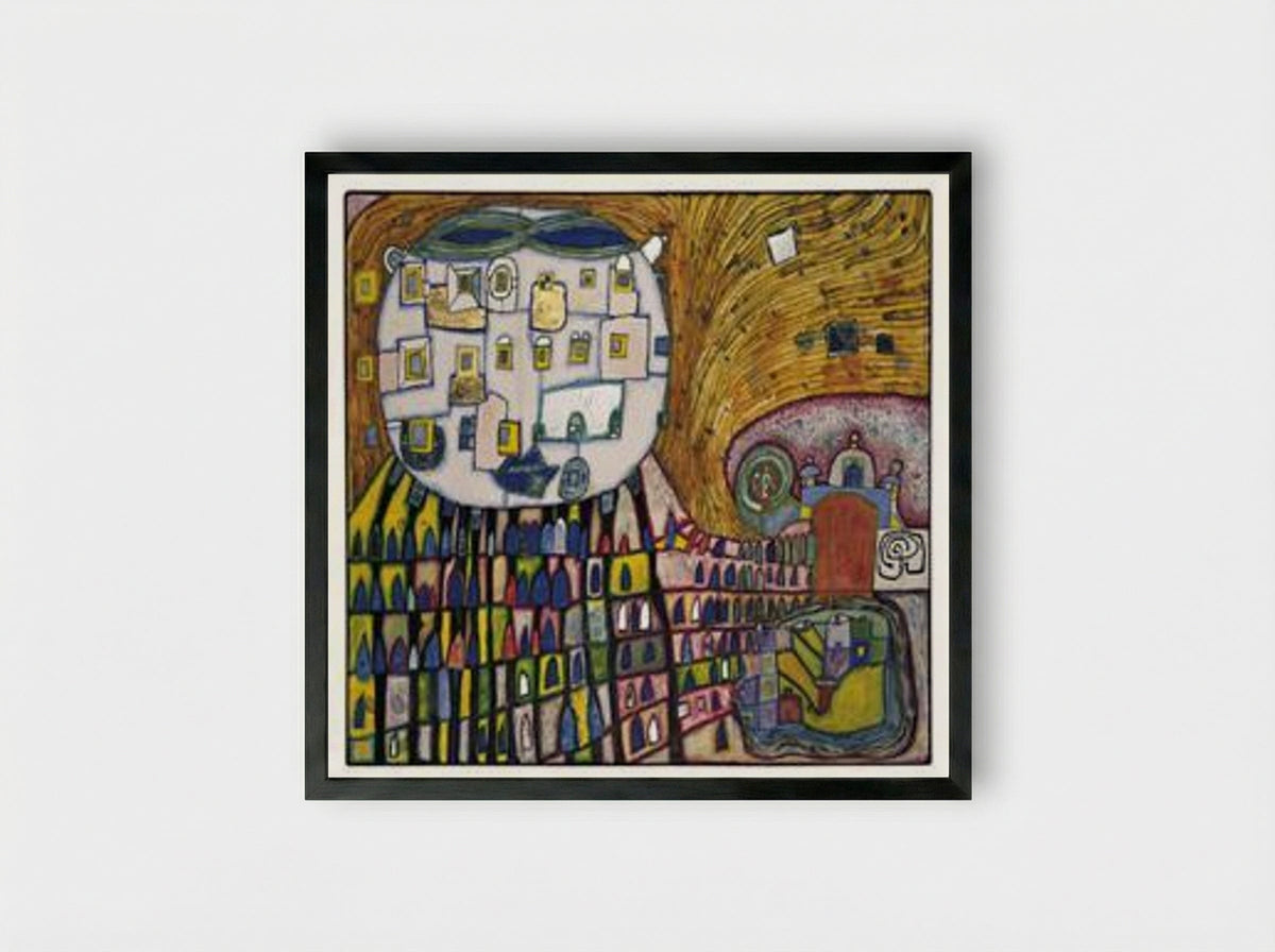 906 Domestic Cat – The Cat of Atlantis - Friedensreich Hundertwasser - Framed Print Black