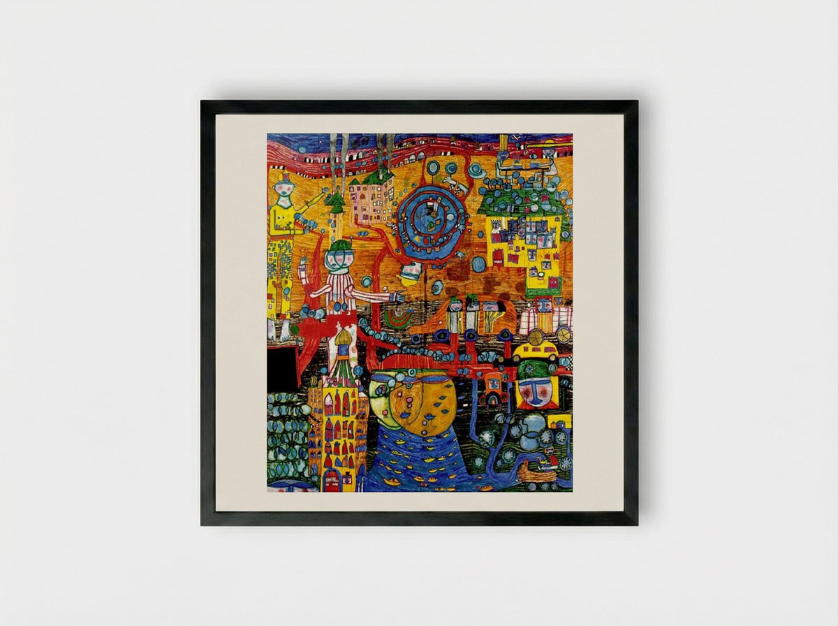 936 The 30 Days Fax Painting - Friedensreich Hundertwasser - Framed Print Black
