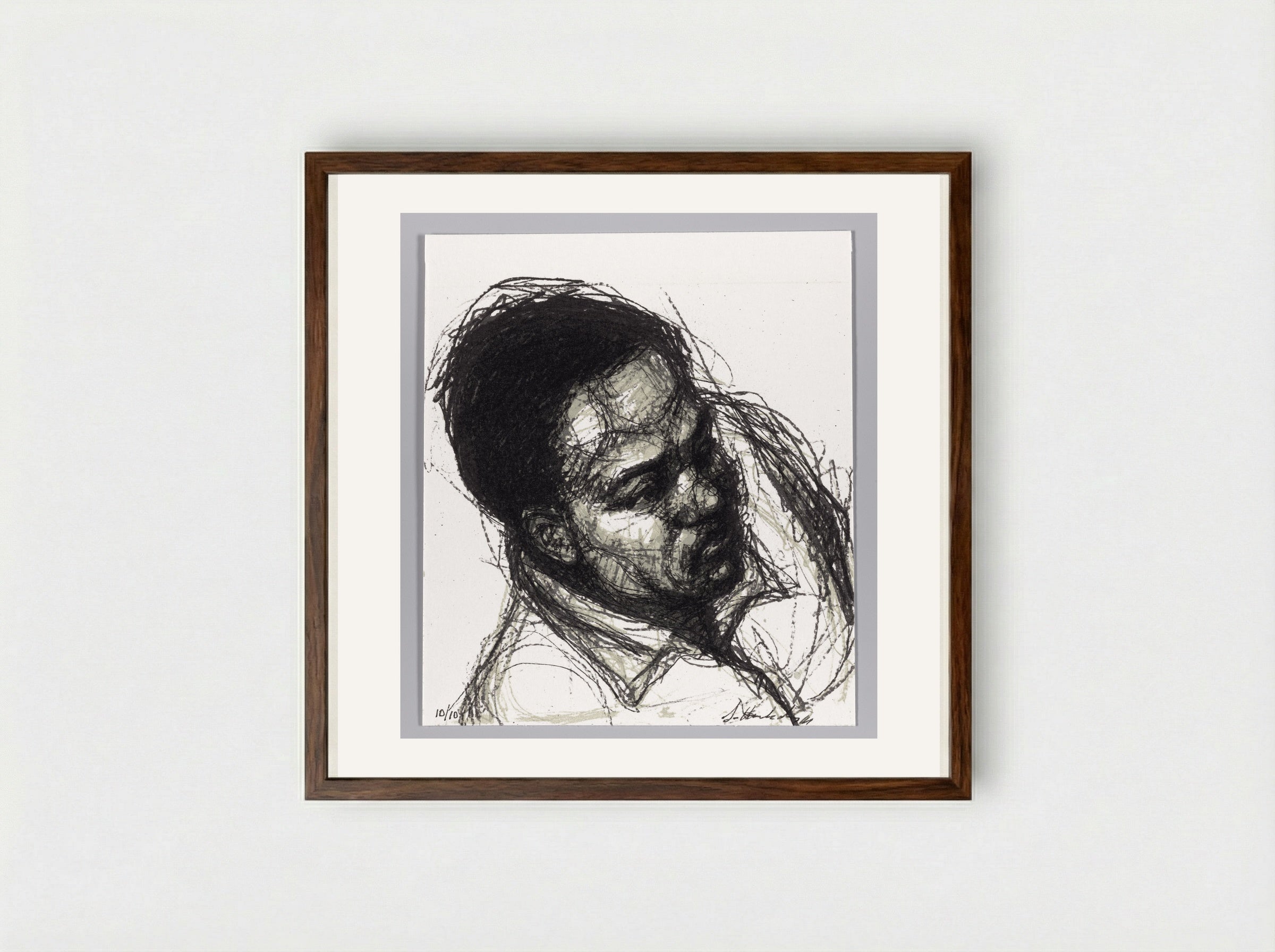 99% NO.30 Roy L - Sedrick Huckaby - Framed Print Dark Wood
