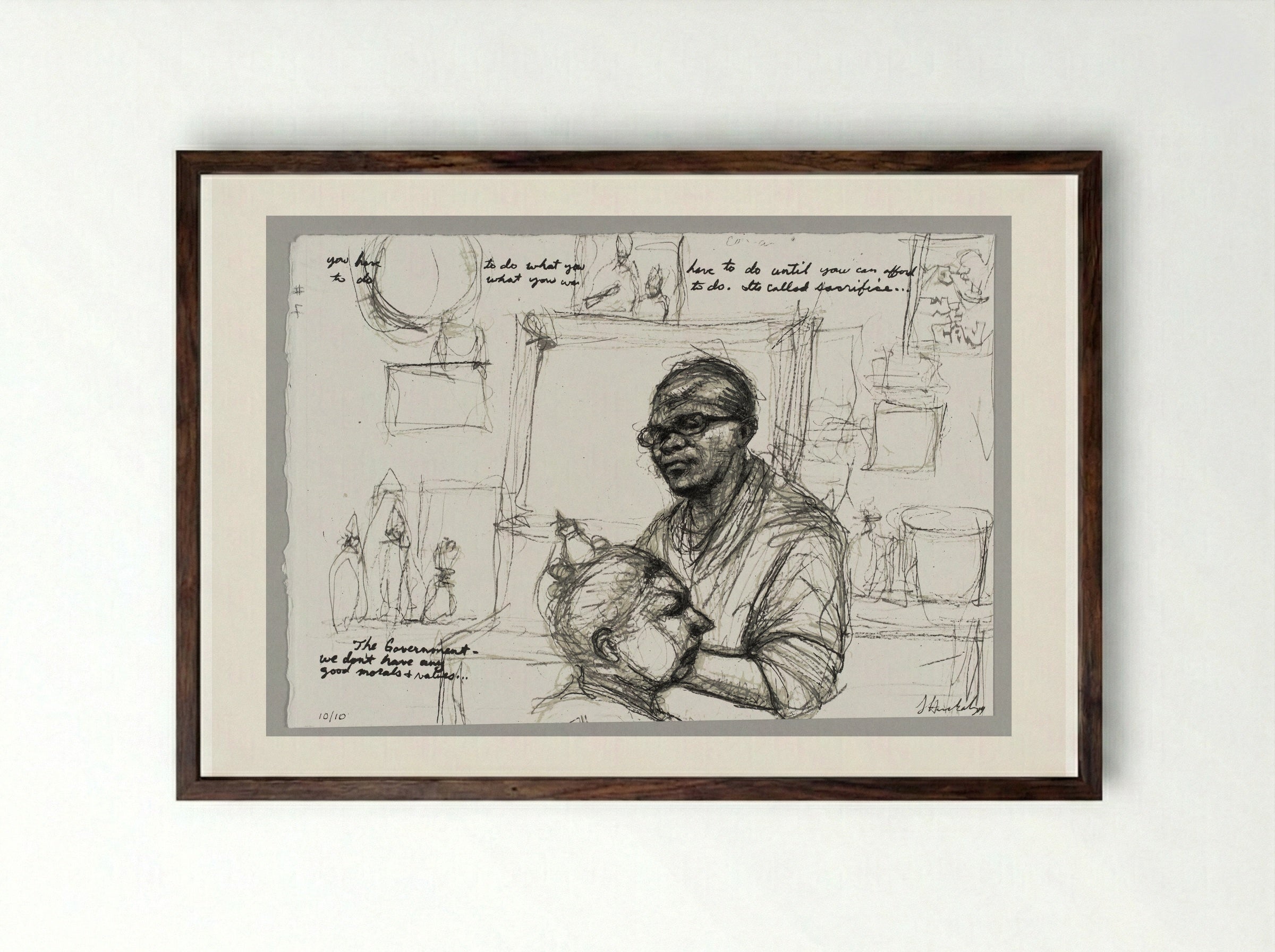 99% No. 64 Barber - Sedrick Huckaby - Framed Print Dark Wood