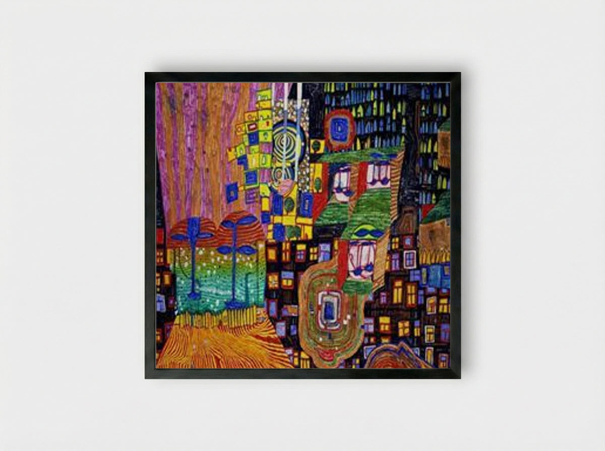 992 City View - Friedensreich Hundertwasser - Framed Print Black