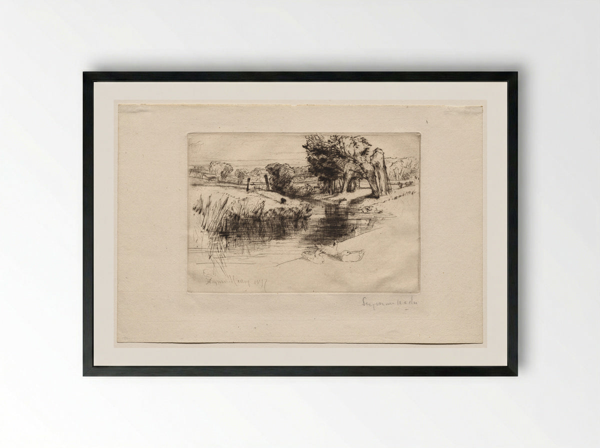 A Backwater - Francis Seymour Haden - Framed Print Black
