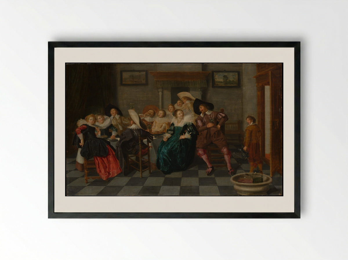 A Banquet - Dirck Hals - Framed Print Black