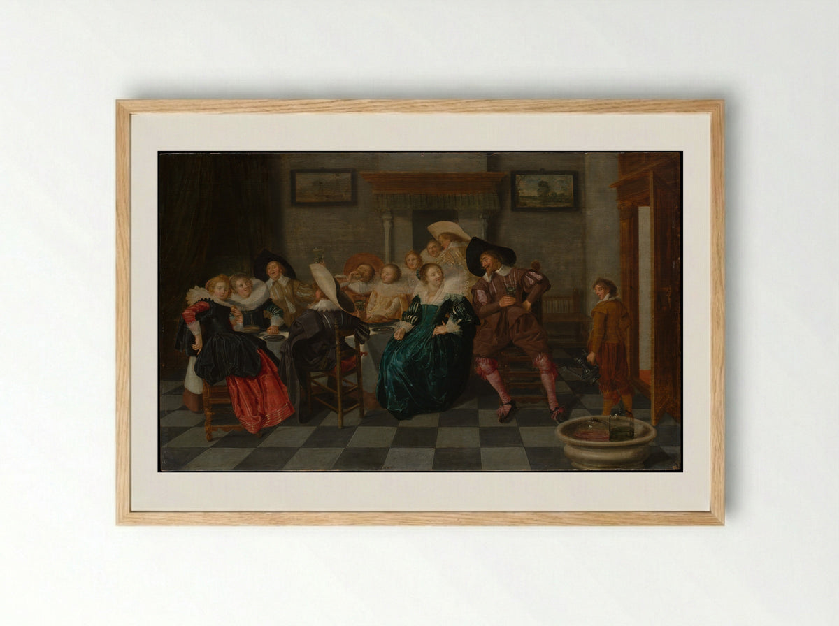 A Banquet - Dirck Hals - Framed Print Wood