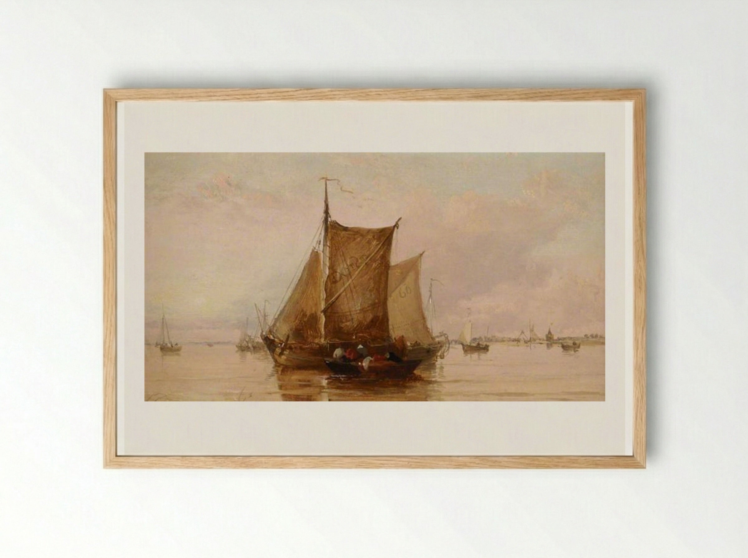 A Barge on the Texel - James Webb - Framed Print Wood