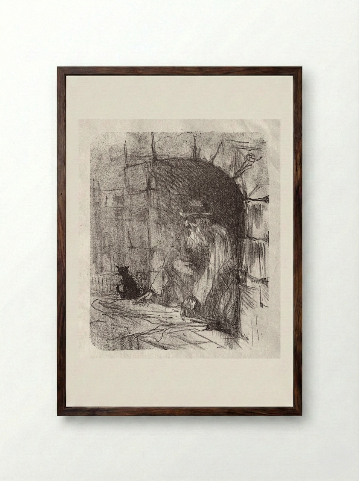 A Basement Shop in Cracow - Henri de Toulouse-Lautrec - Framed Print Dark Wood