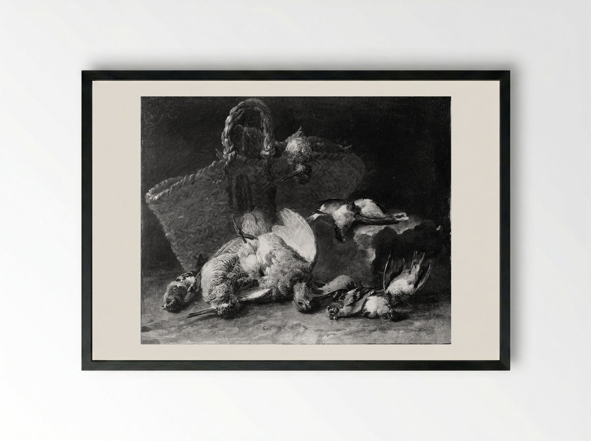 A Basket and Birds - Jan Fyt - Framed Print Black