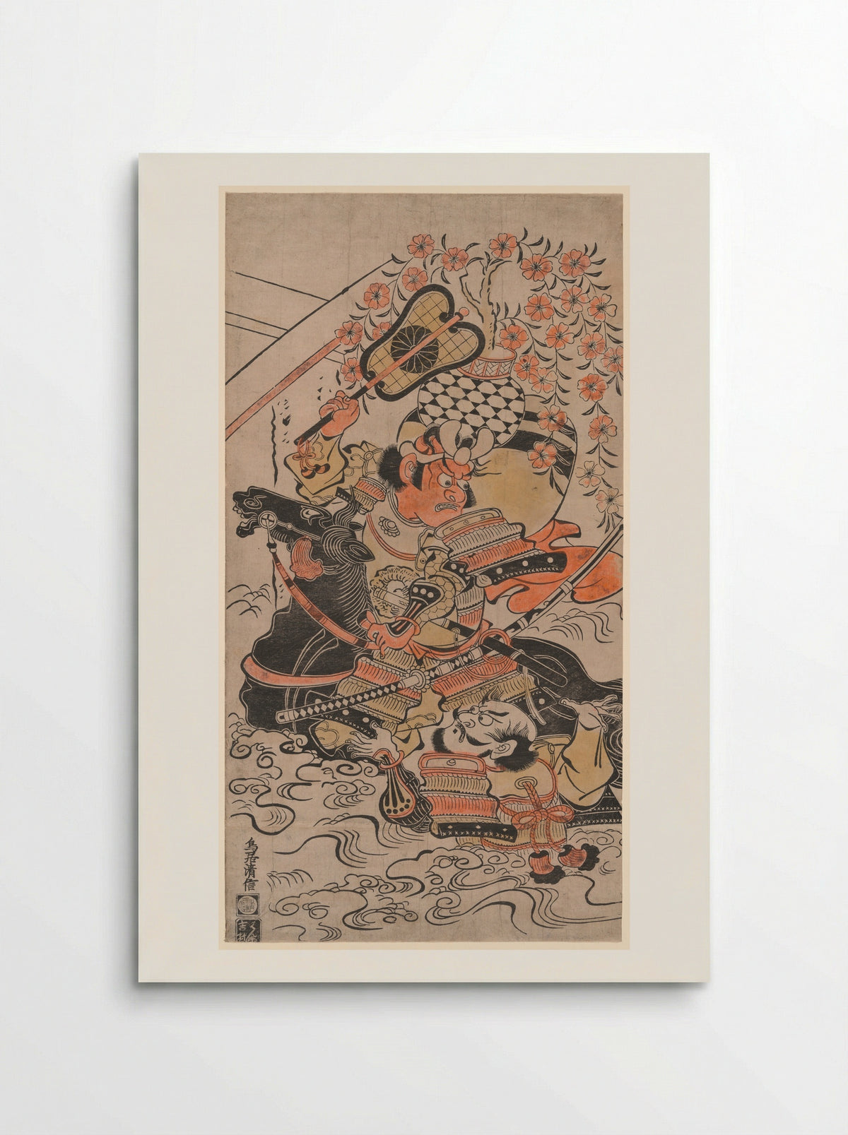 A Battle in Mid-Stream - Torii Kiyonobu I - Poster