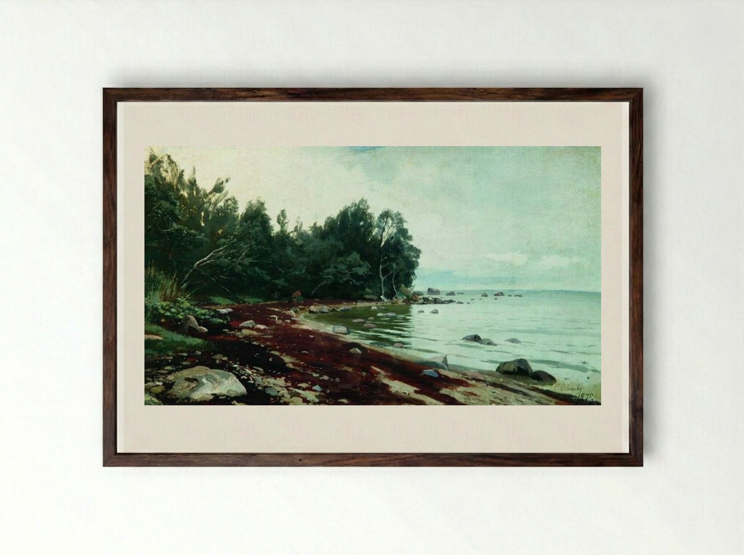 A Bay - Volodymyr Orlovsky - Framed Print Dark Wood
