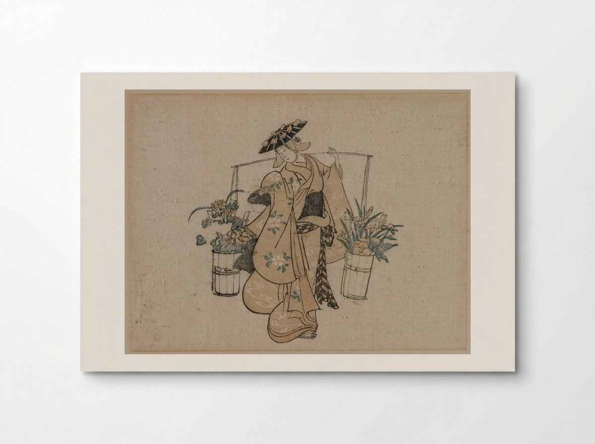 A Beauty Carrying Two Buckets of Flowers - Torii Kiyomasu - Poster