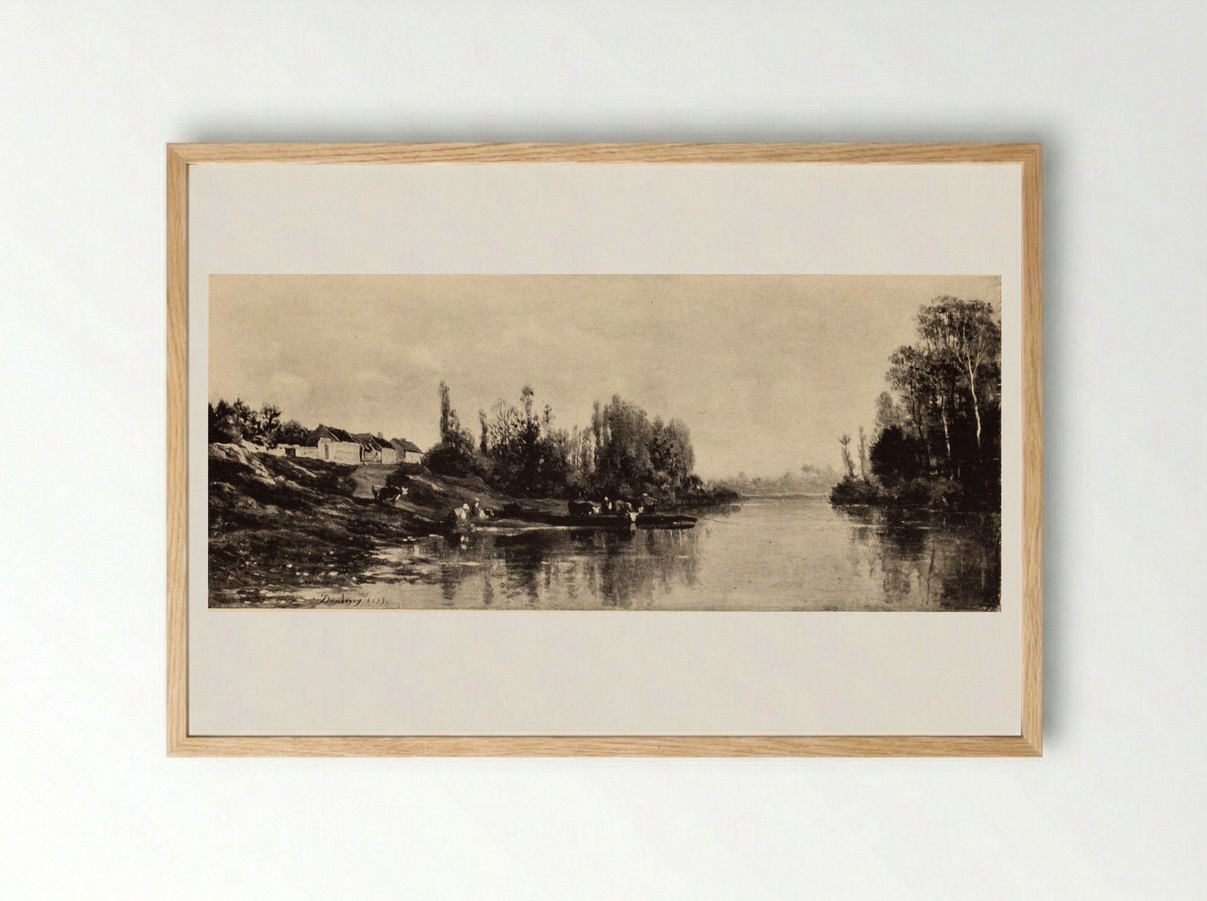 A Bend in the River Oise - Charles-Francois Daubigny - Framed Print Wood