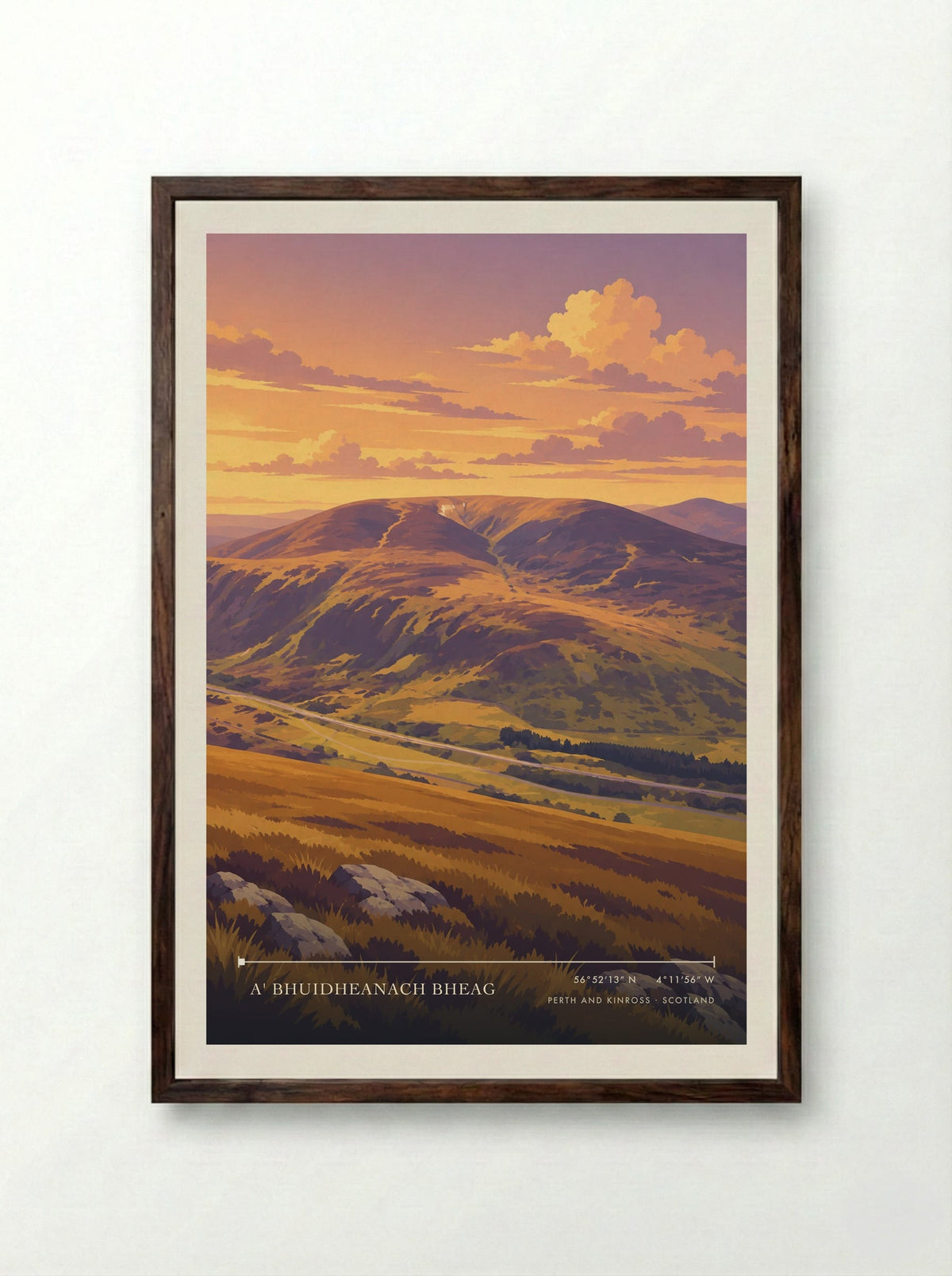 A' Bhuidheanach Bheag, Perth and Kinross | Travel Poster - Framed Print Dark Wood