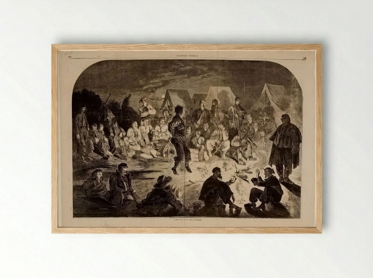 A Bivouac Fire on the Potomac - Winslow Homer - Framed Print Wood