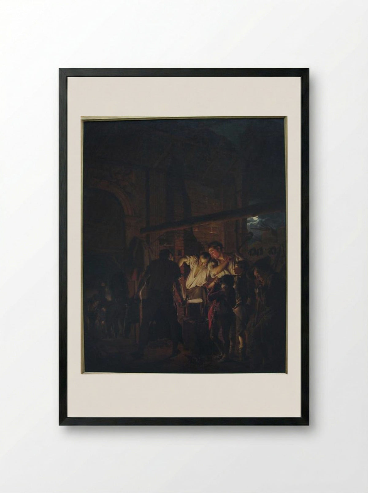 A Blacksmith's Shop - Joseph Wright of Derby - Framed Print Black