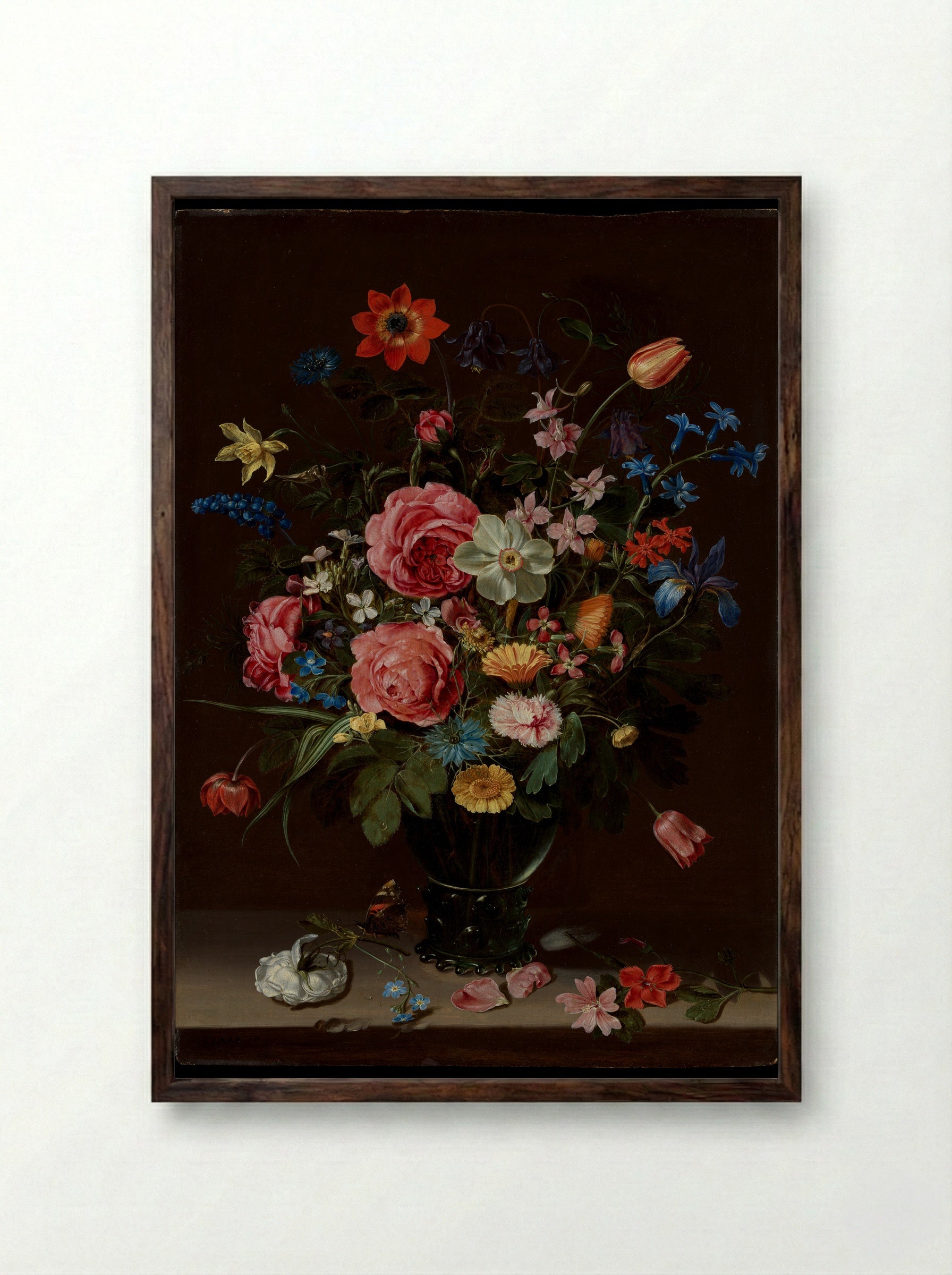 A Bouquet of Flowers - Clara Peeters - Framed Print Dark Wood