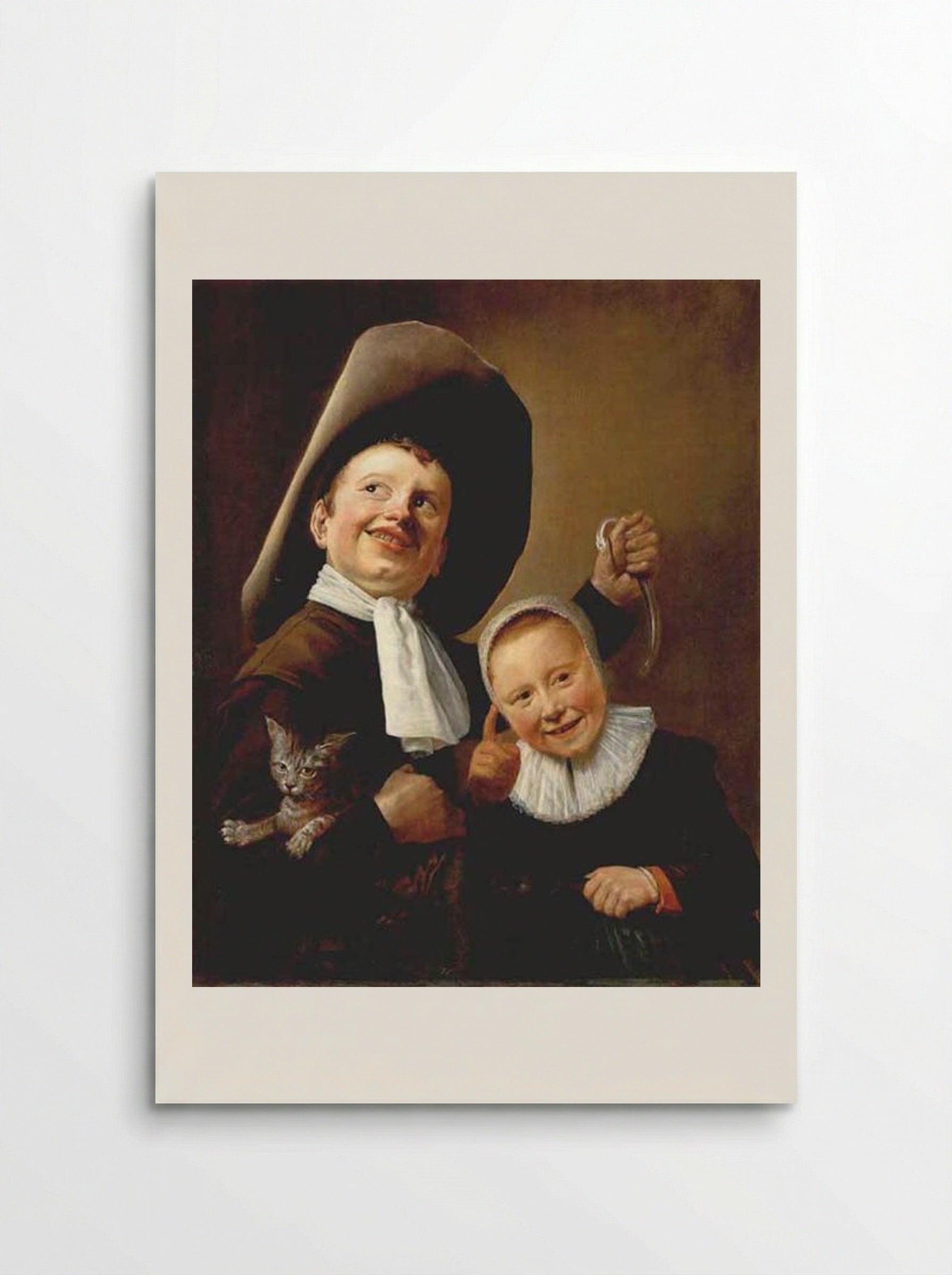 A Boy and a Girl with a Cat and an Eel - Judith Leyster - Poster