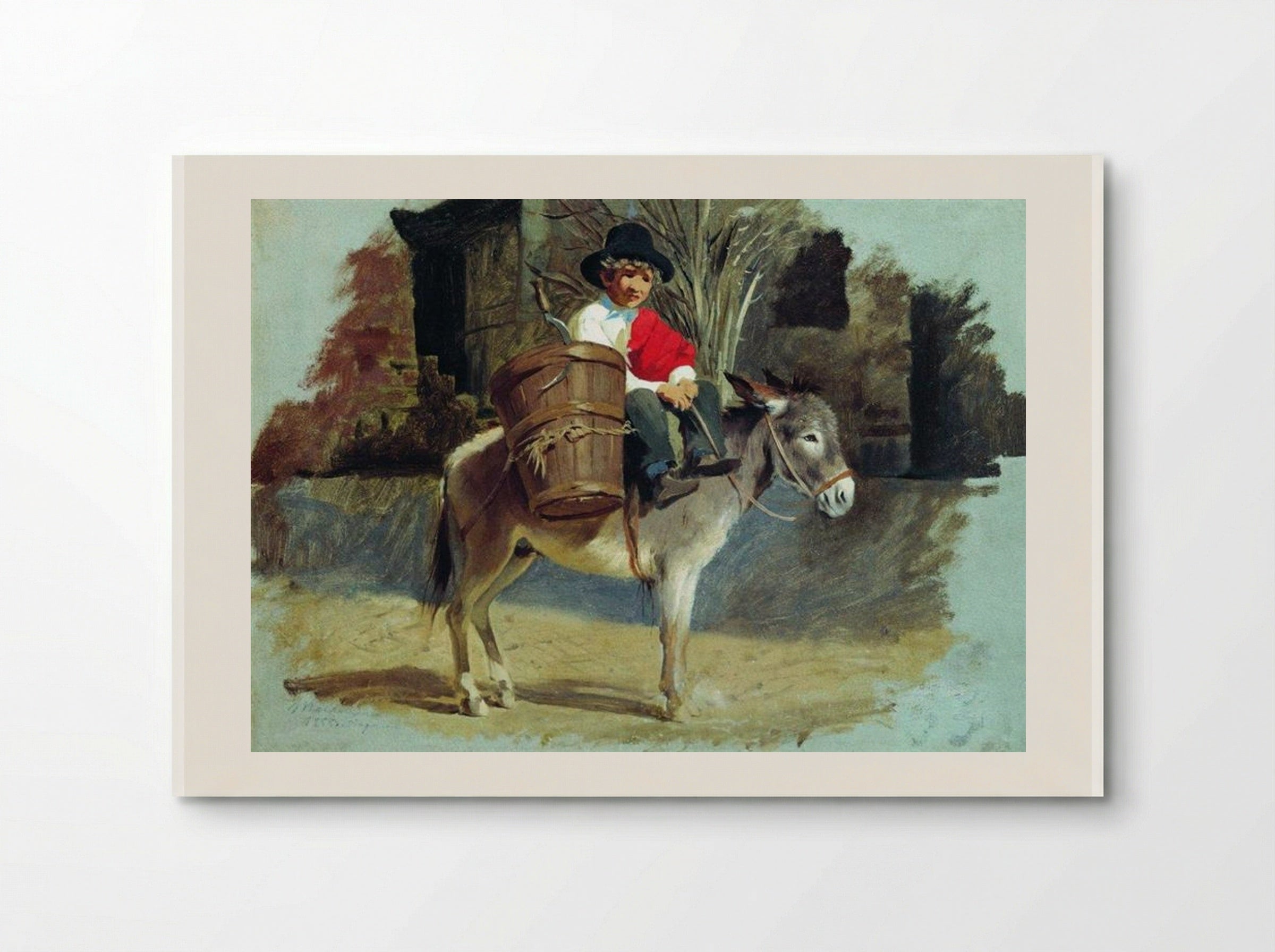 A Boy on a Donkey - Fyodor Bronnikov - Poster