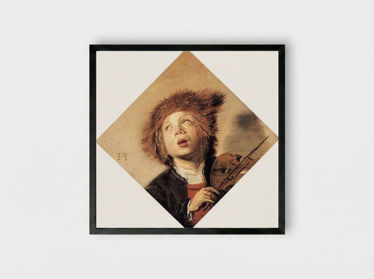 A Boy with a Viol - Frans Hals - Framed Print Black