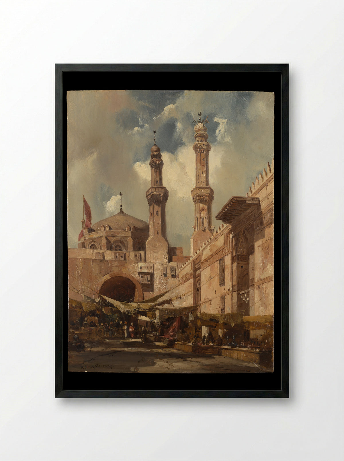 A Cairo Bazaar - Adrien Dauzats - Framed Print Black
