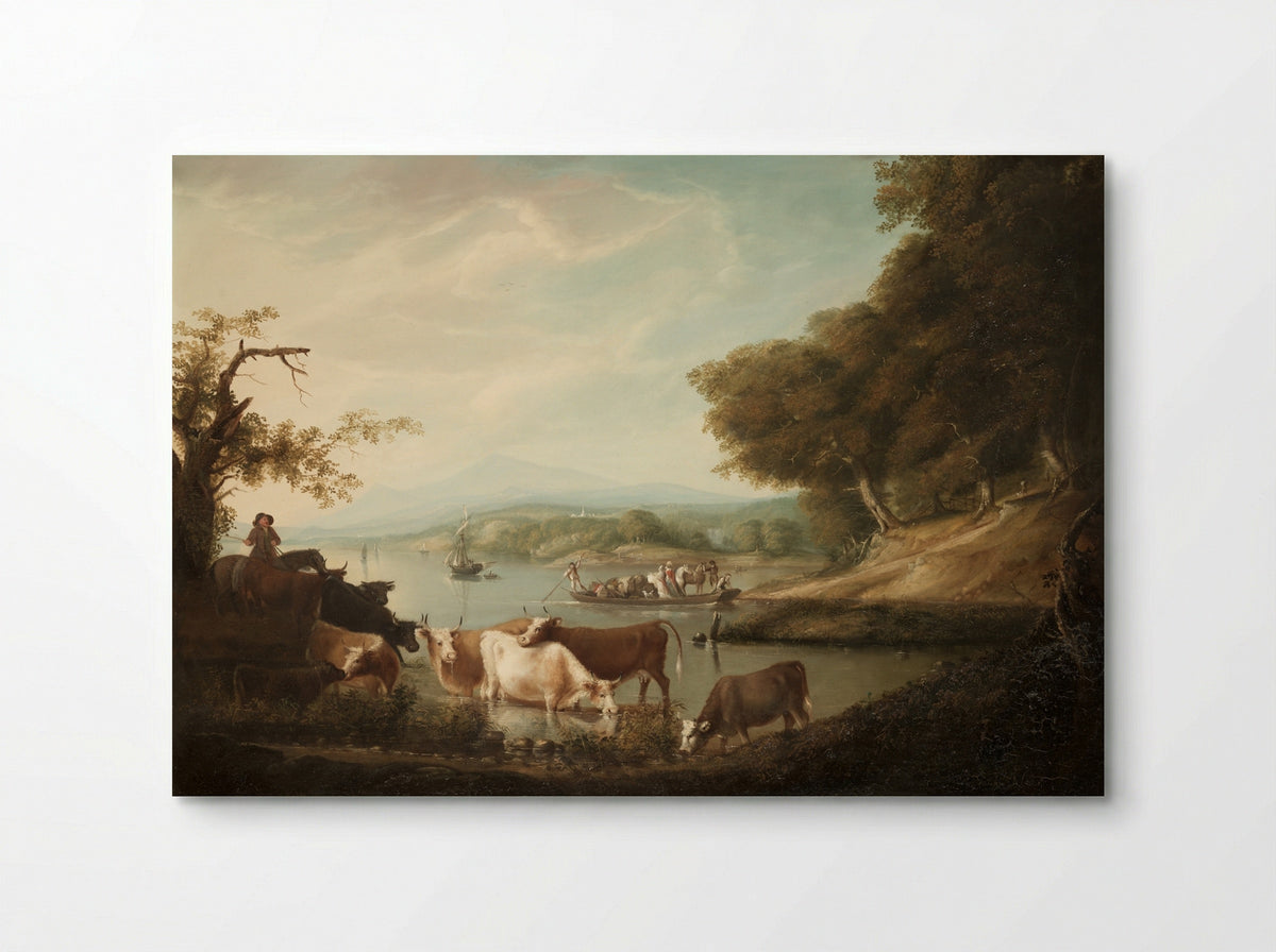 A Calm Watering Place: Extensive and Boundless Scene with Cattle - Alvan Fisher - Poster