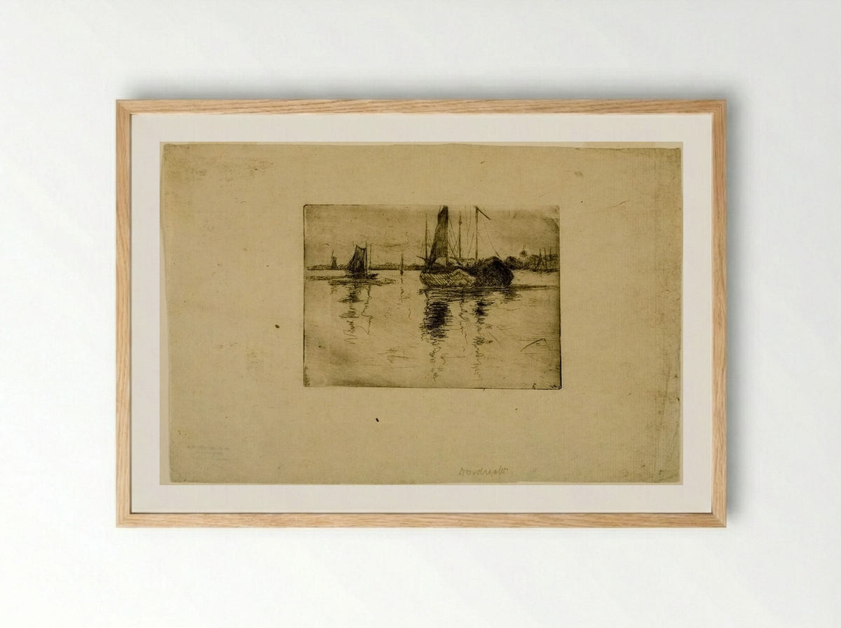 A Canal near Dordrecht - John Henry Twachtman - Framed Print Wood