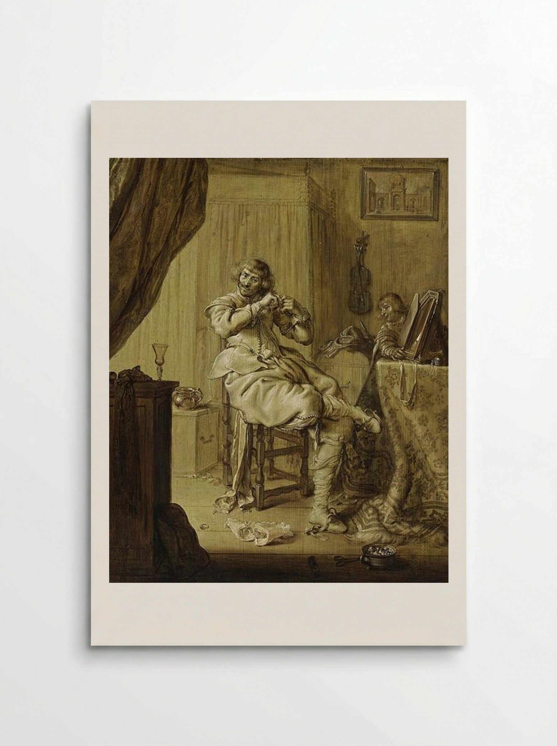 A Cavalier at His Dressing Table - Adriaen van de Venne - Poster