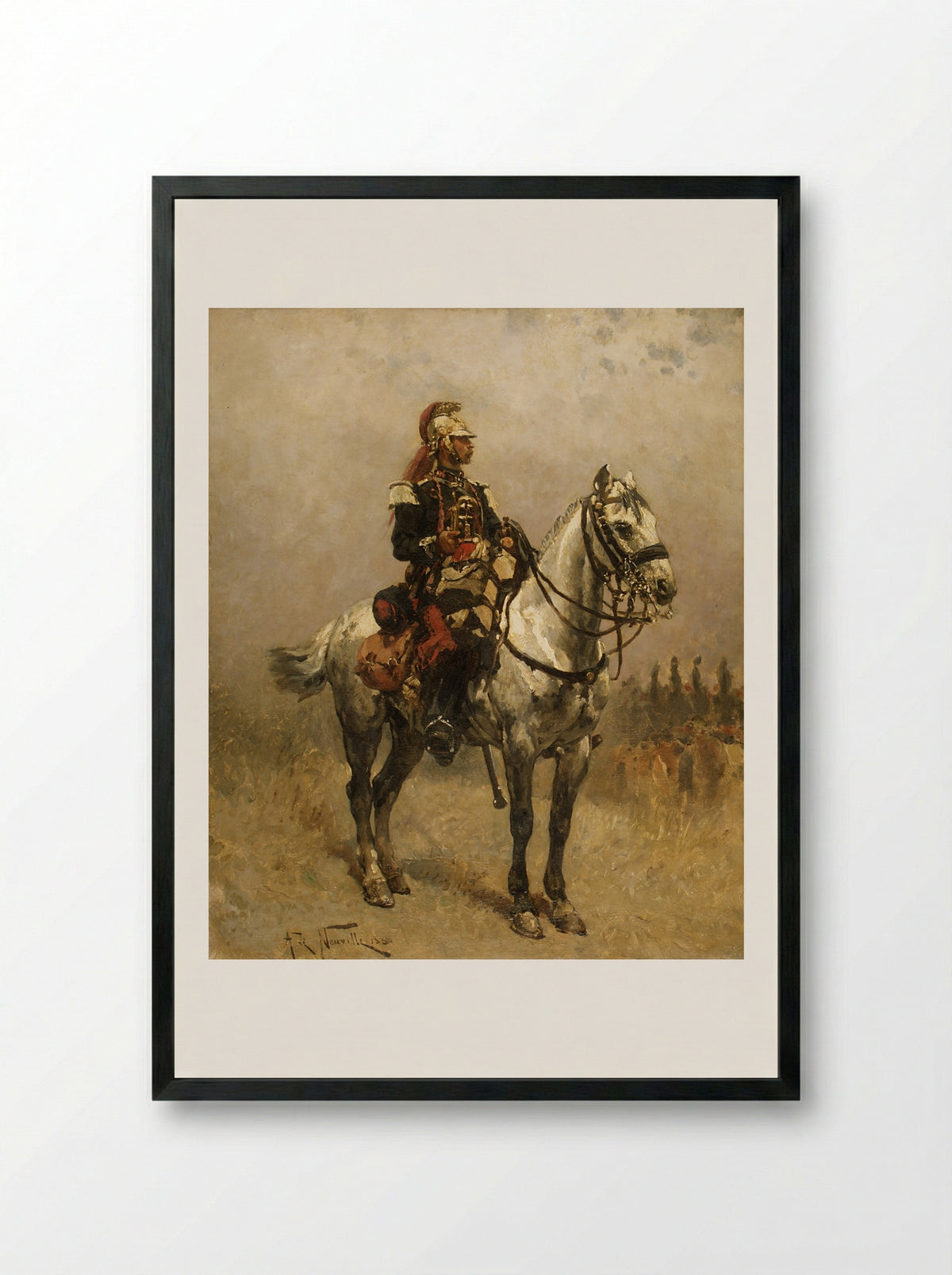 A Cavalryman - Alphonse-Marie-Adolphe de Neuville - Framed Print Black