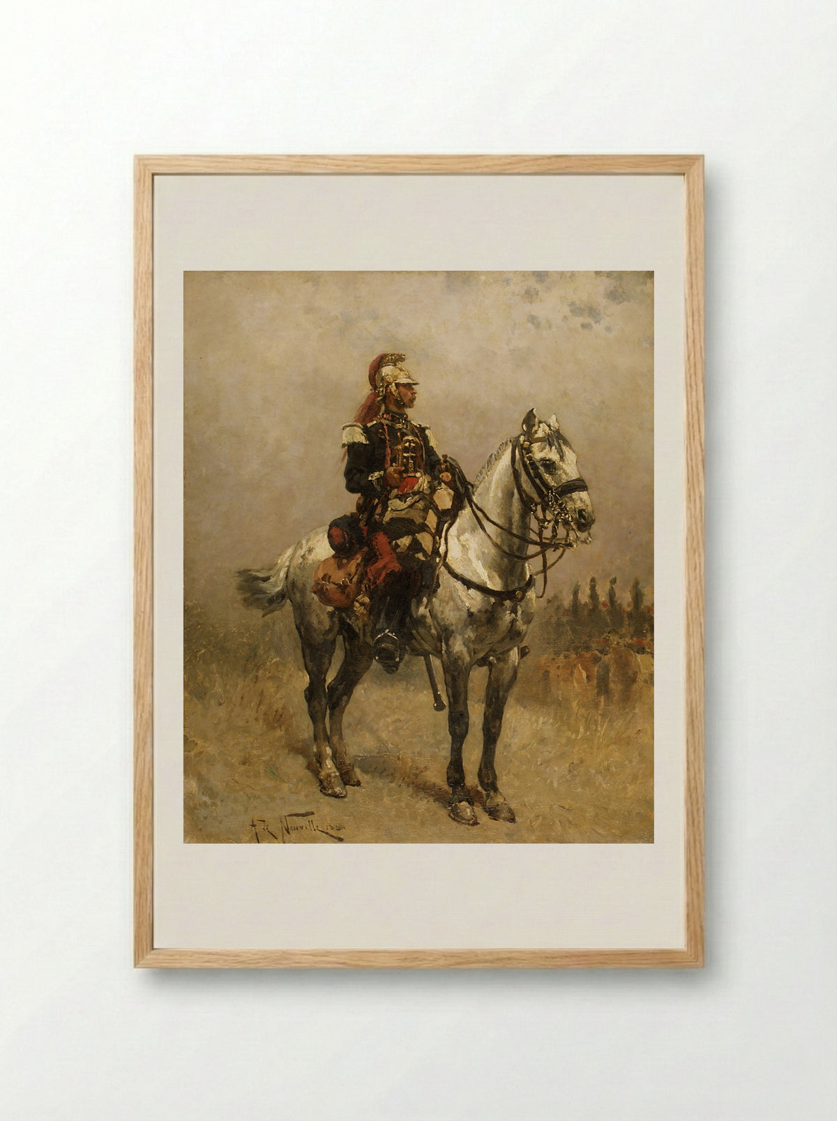 A Cavalryman - Alphonse-Marie-Adolphe de Neuville - Framed Print Wood