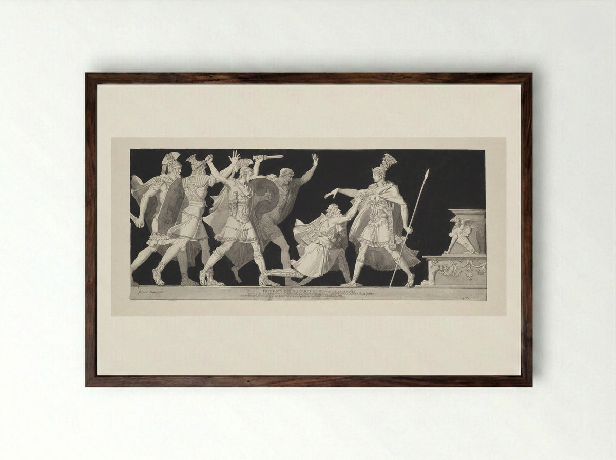 A Centurion Begging for Protection from Marc Antony during a Seditious Revolt - Alexandre-Evariste Fragonard - Framed Print Dark Wood