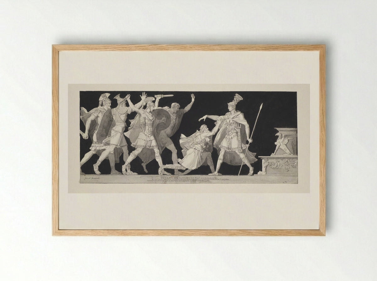 A Centurion Begging for Protection from Marc Antony during a Seditious Revolt - Alexandre-Evariste Fragonard - Framed Print Wood