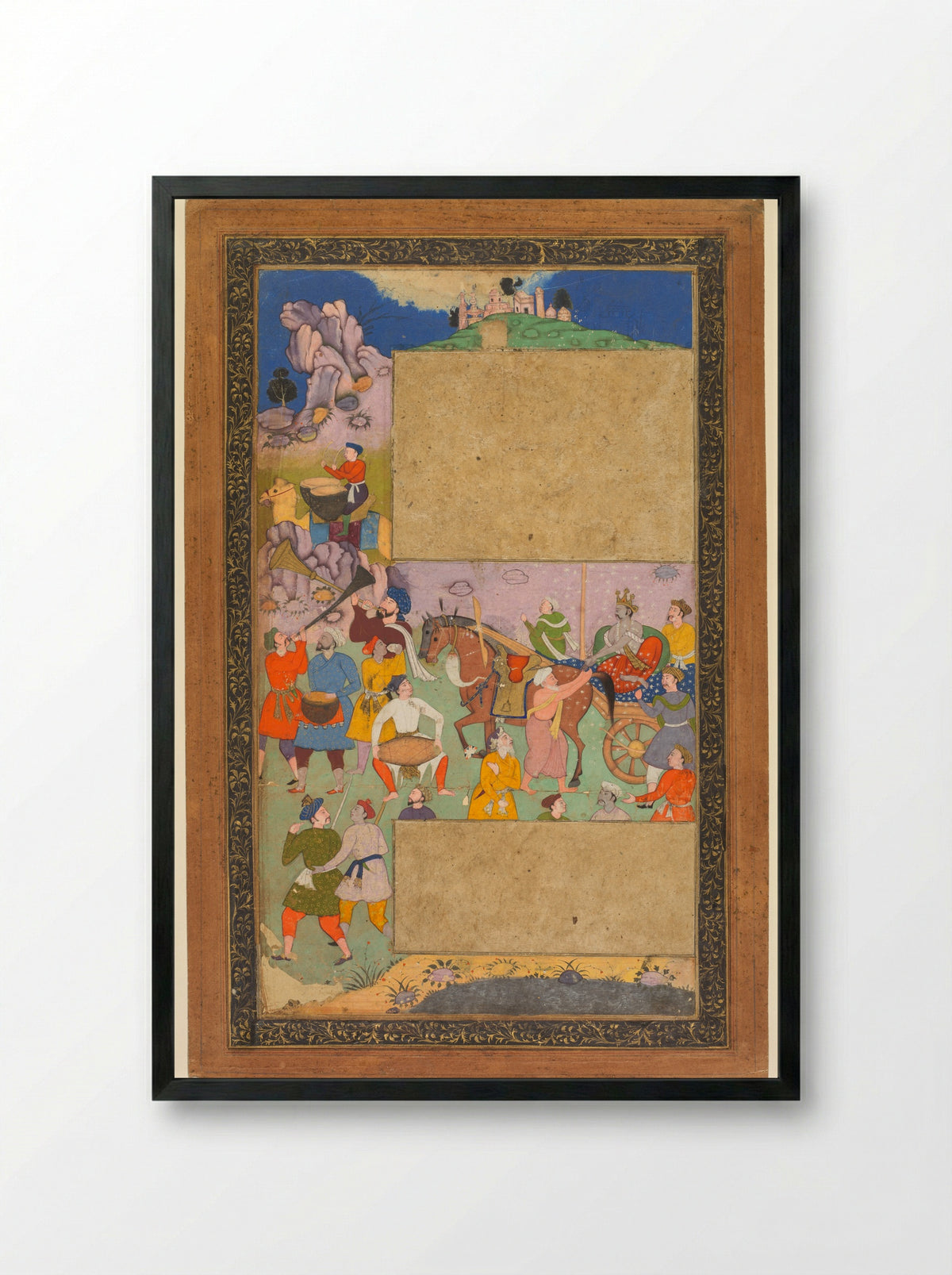 A Charioteer Riding Through a Rocky Landscape - Yusuf Ali - Framed Print Black