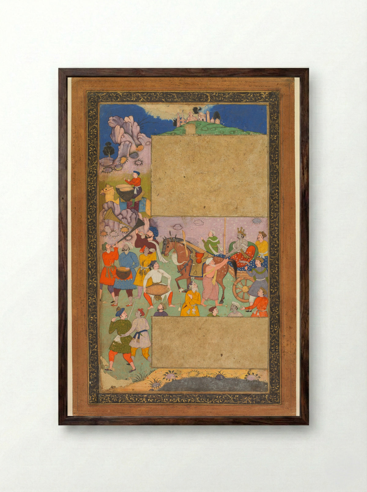 A Charioteer Riding Through a Rocky Landscape - Yusuf Ali - Framed Print Dark Wood