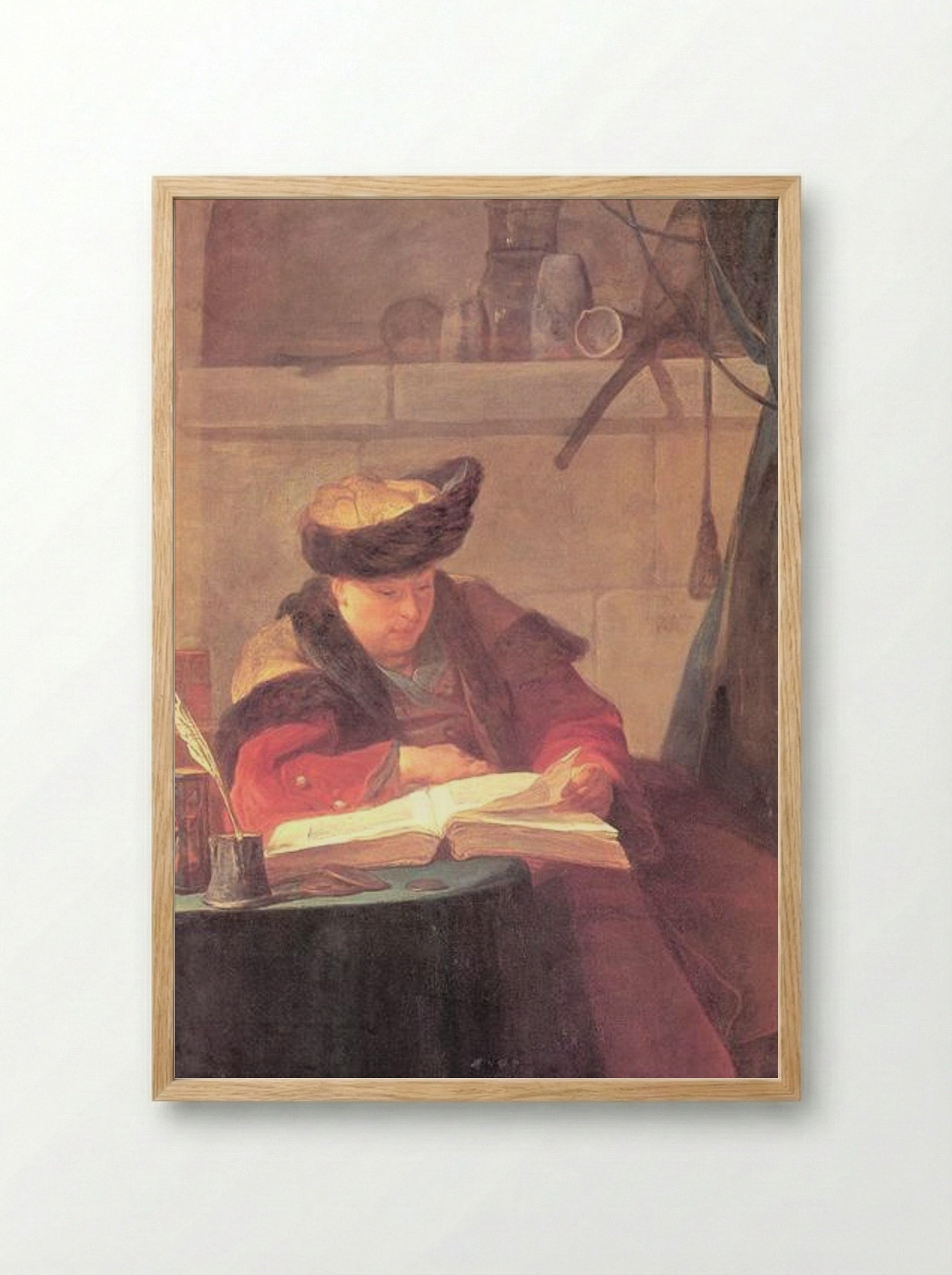 A Chemist in his Laboratory - Jean-Baptiste-Siméon Chardin - Framed Print Wood