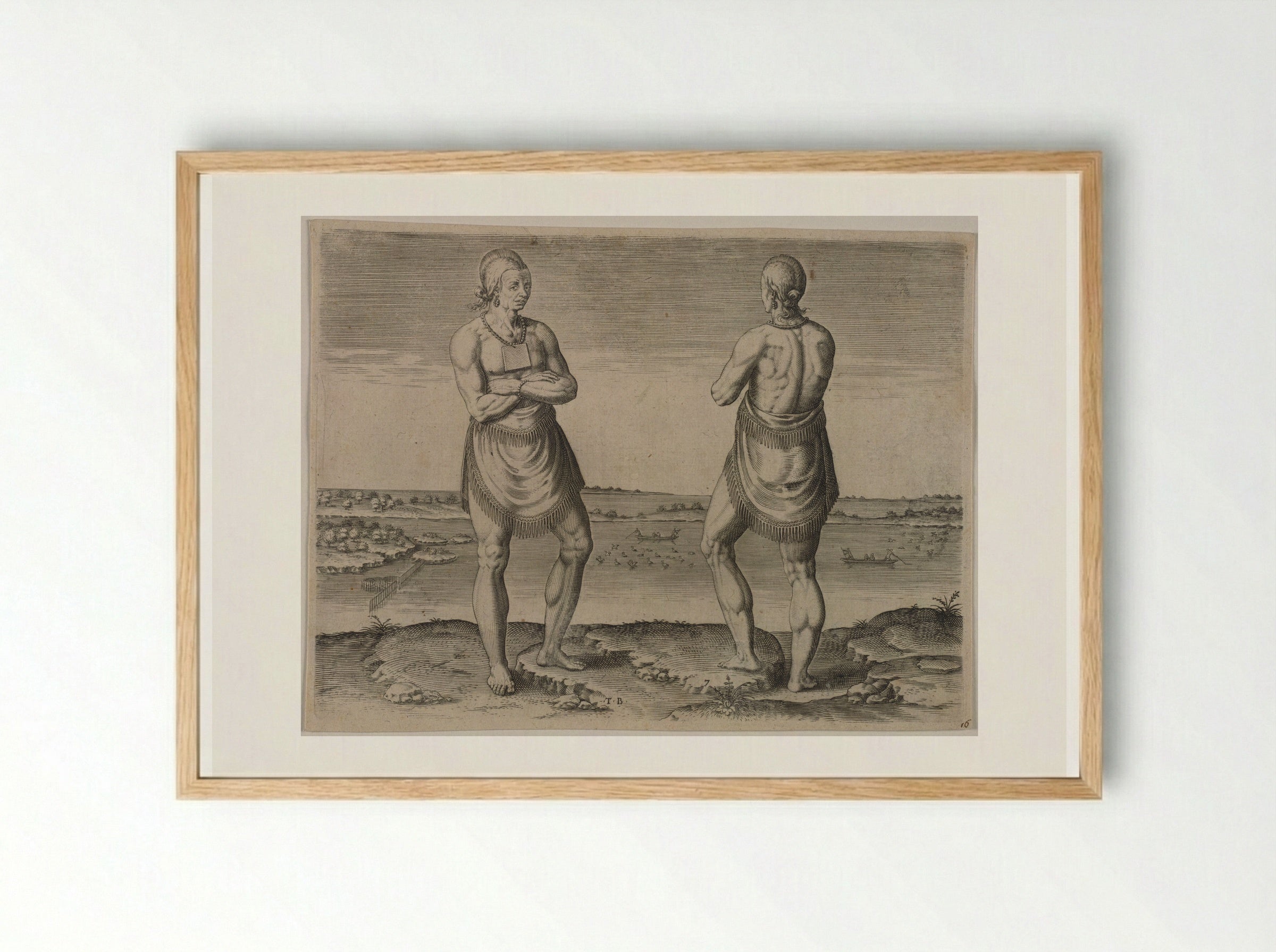 A Chief Lord of Roanoac - Theodor de Bry - Framed Print Wood