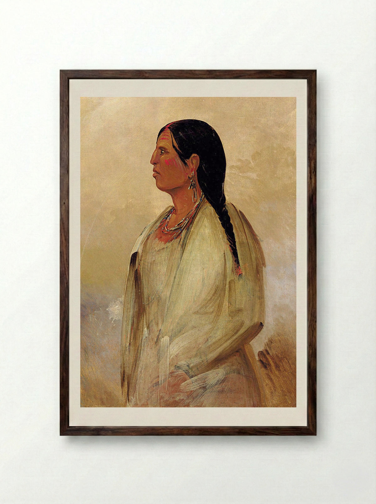 A Choctaw Woman - George Catlin - Framed Print Dark Wood