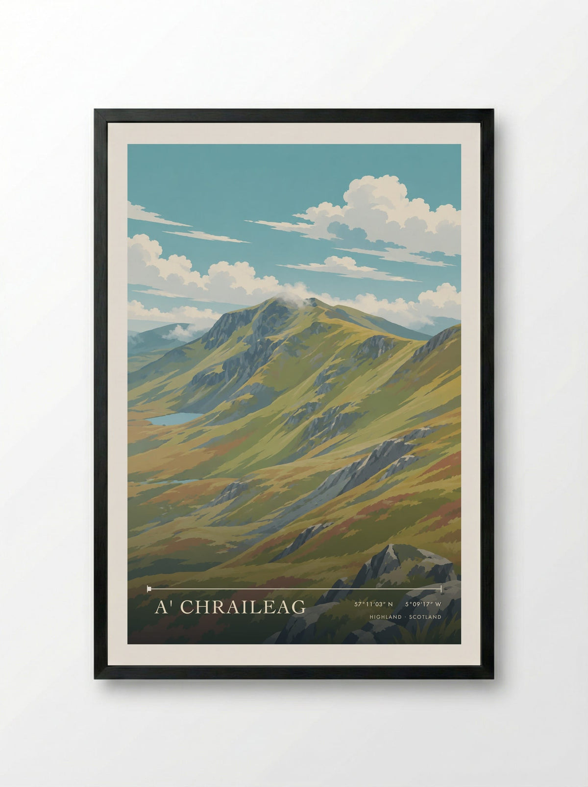 A' Chraileag, Highland | Travel Poster - Framed Print Black