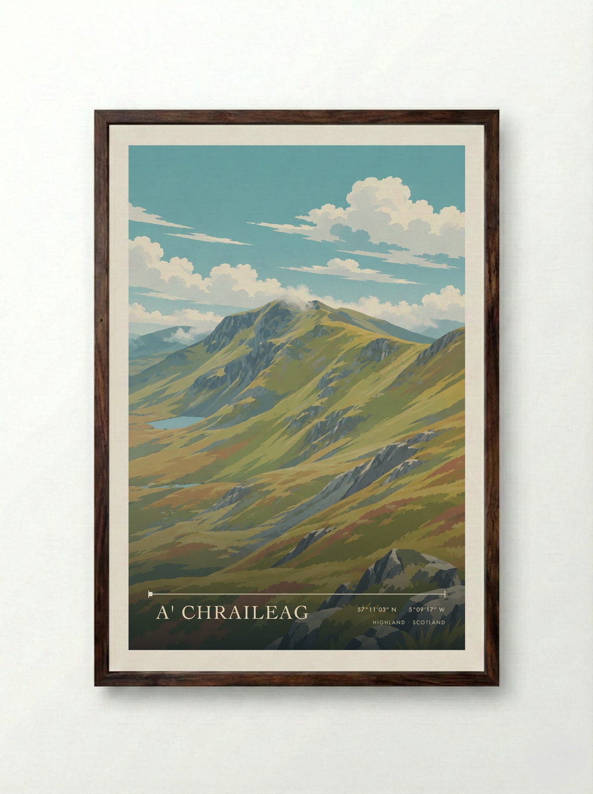 A' Chraileag, Highland | Travel Poster - Framed Print Dark Wood